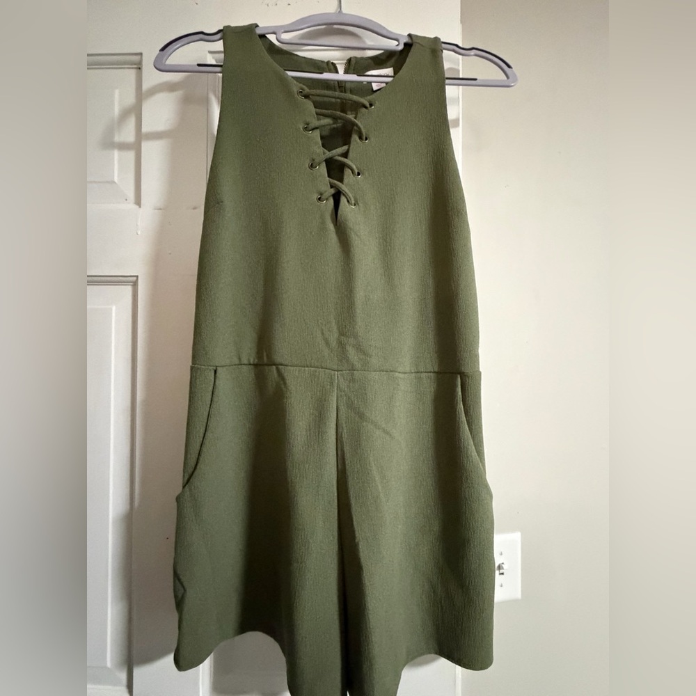 Xhilaration Olive Green Textured Romper - S